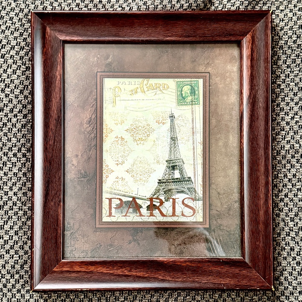Framed Paris Eiffel Tower Postcard Art